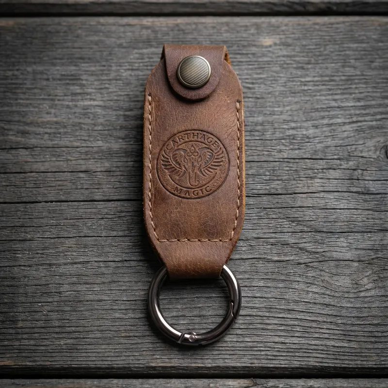 Porte-clés en cuir premium - bouton vintage — photo 6