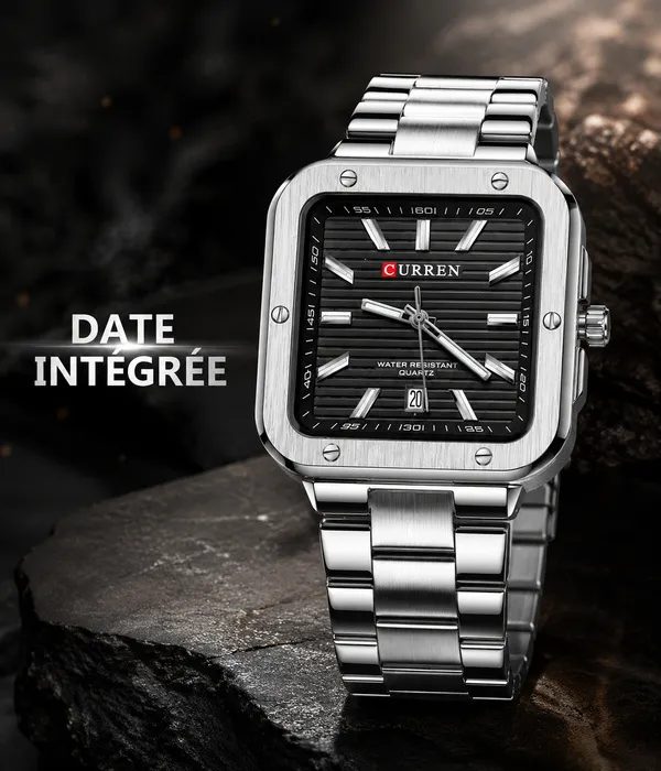 Montre Homme CURREN Carrée – Cadran Noir & Bracelet Acier — photo 7