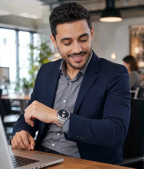 Montre Homme CURREN Chronographe Bleue à Bracelet Argenté — photo 2