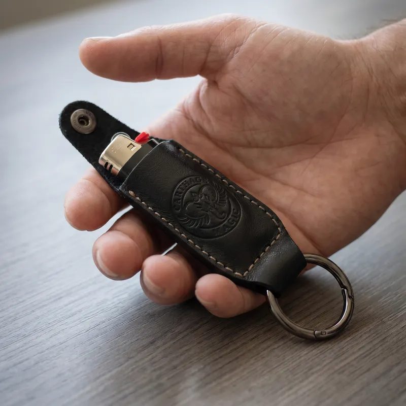 Porte-clés en cuir premium - bouton vintage — photo 2