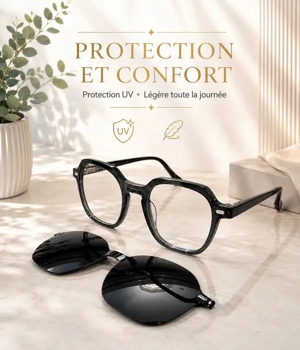 Lunettes Femme 2-en-1 – Monture + Clips Solaires Amovibles — photo 4