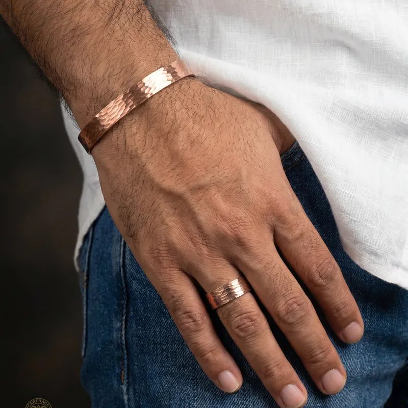 Pack Bracelet et Bague en Cuivre Rouge Unisexe — photo 2