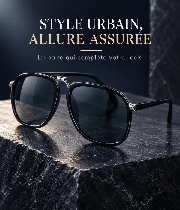 Lunettes de Soleil Homme Urban Pilot – Monture Noire, Pont Argenté — photo 5