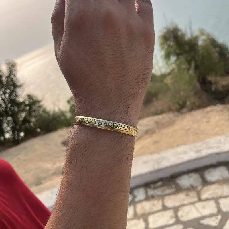 Bracelet Carthaginian - Demi-Rond en Cuivre Jaune Gravé — photo 2
