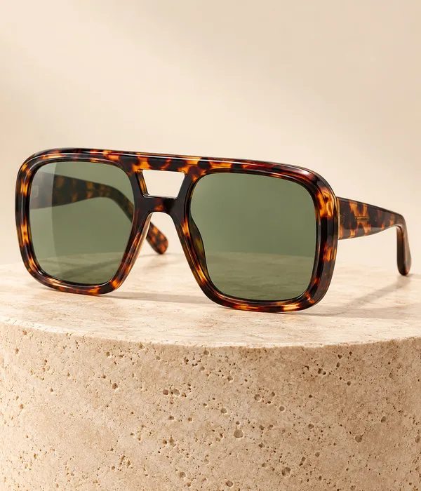 Lunettes de Soleil Homme Carré Havane Signature – Verres Vert Fumé — photo 2