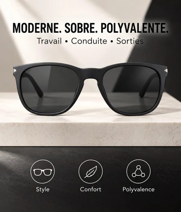 Lunettes de Soleil Homme Shadow Edge – Monture Noire Mate — photo 2