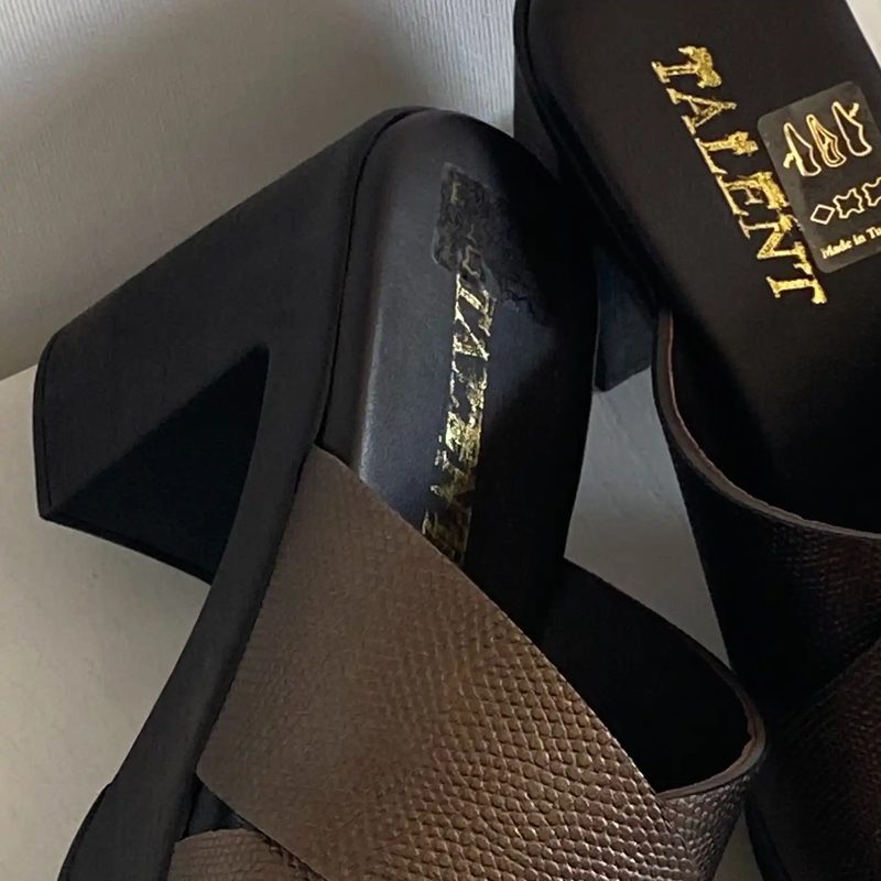 MULES CUIR CROISÉES À TALON — photo 2