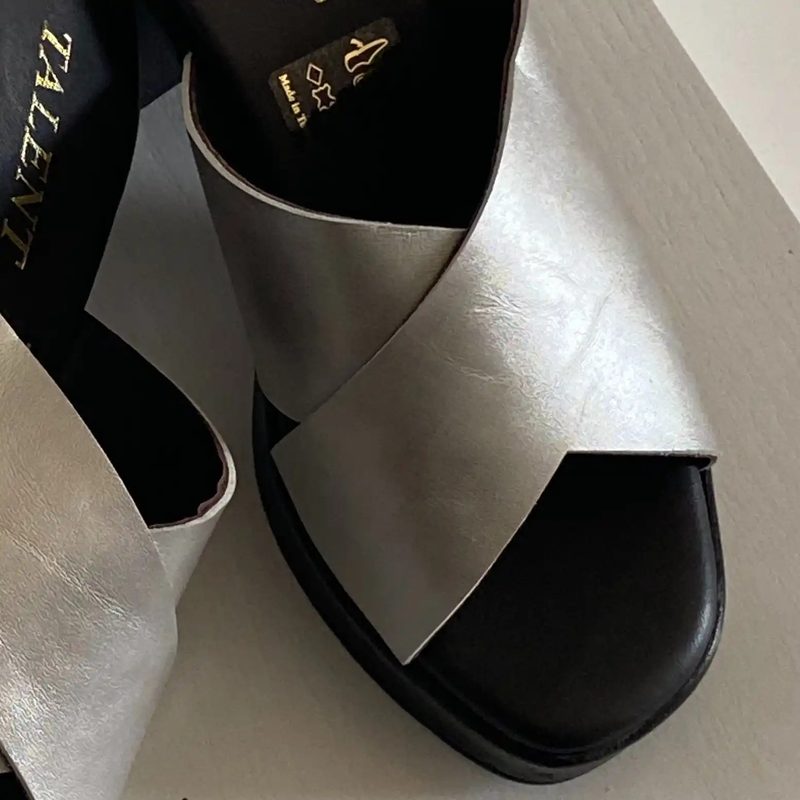 MULES CUIR CROISÉES À TALON — photo 2