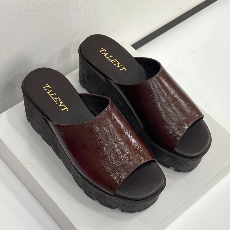MULES CUIR COMPENSÉES — photo 3