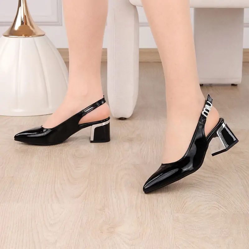 Escarpin Slingback Femme Réf 2651 Noir Verni — photo 2