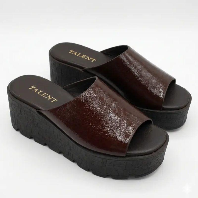 MULES CUIR COMPENSÉES — photo 2