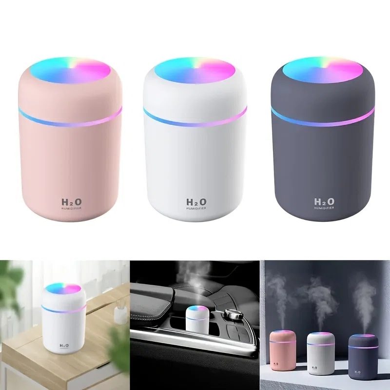 Humidificateur d'Air LED 300 ml : Gris - Rose - Blanc — photo 2