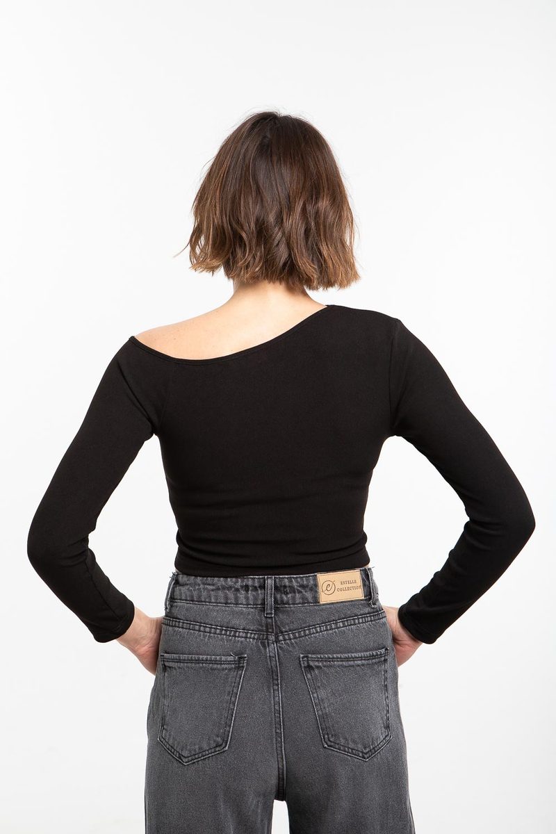 Jean large taille haute en denim gris délavé — photo 3