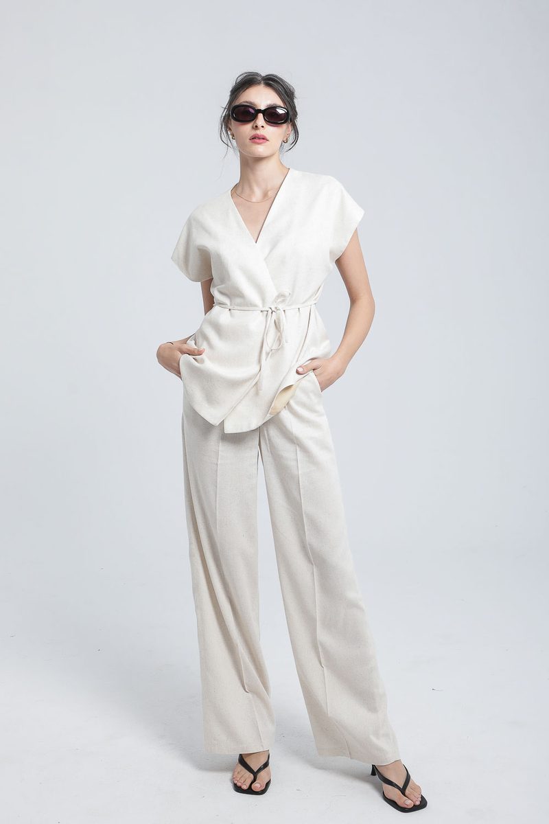 ENSEMBLE KIMONO & PANTALON EN LIN — photo 4
