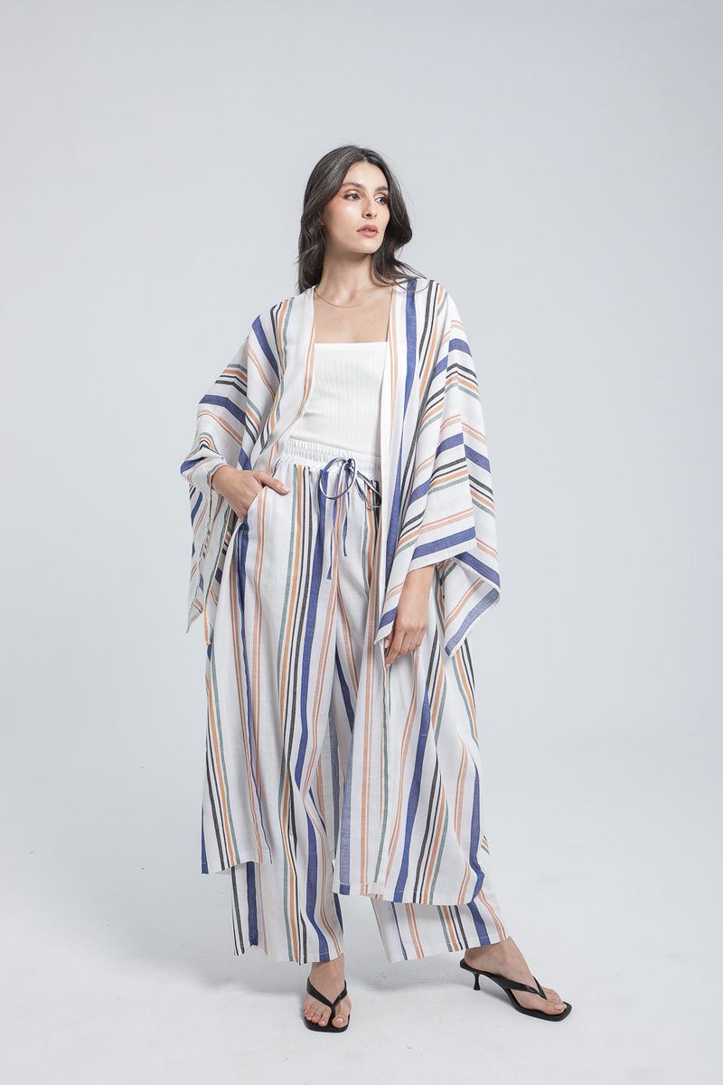 PANTALON EN LIN RAYÉ — photo 2