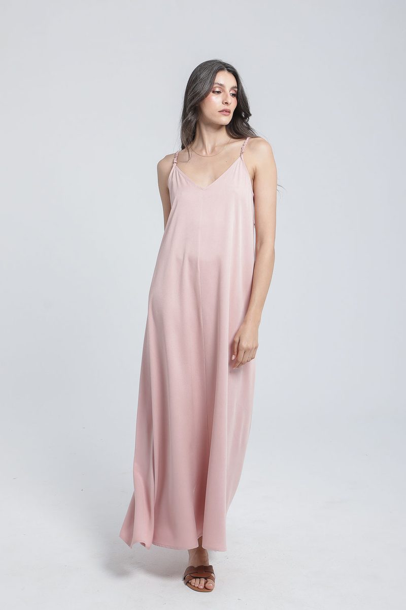 Robe longue évasée à bretelles en viscose — photo 2