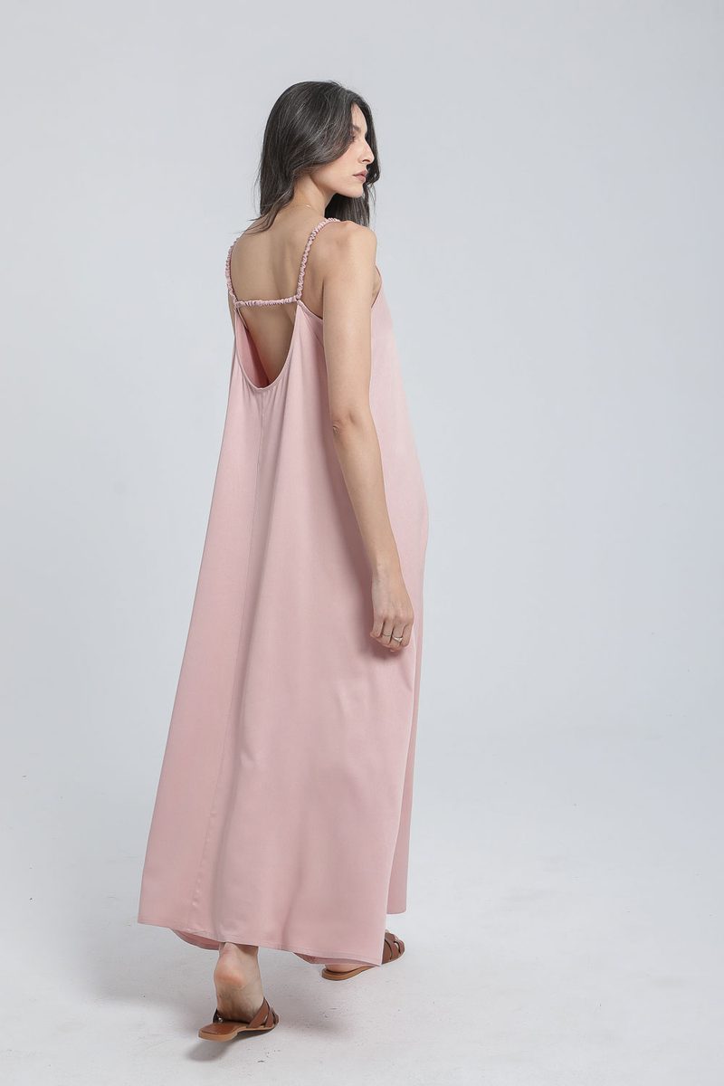 Robe longue évasée à bretelles en viscose — photo 5