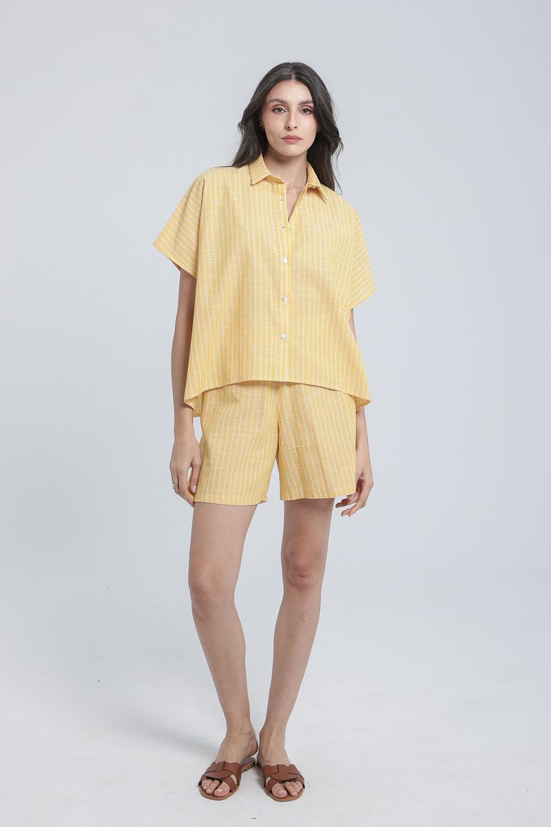 Ensemble chemise et short en lin rayé — photo 2