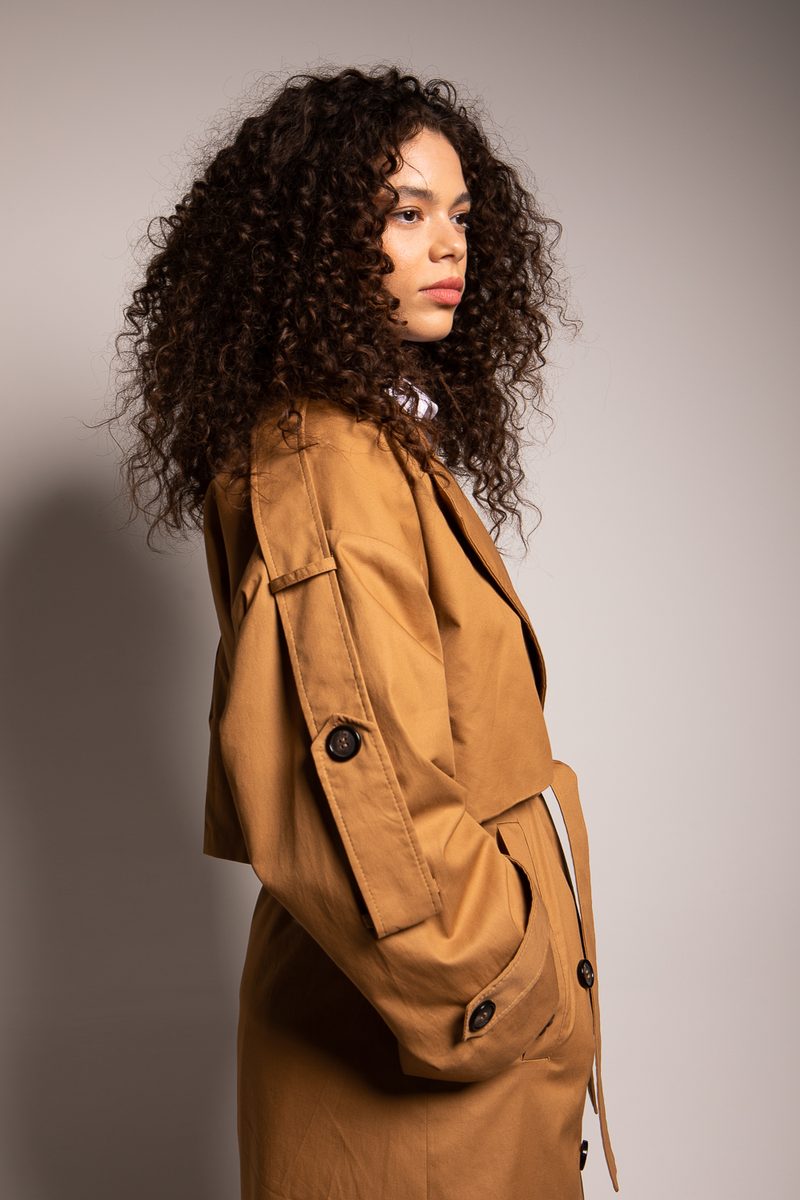Trench long structuré, Camel — photo 4