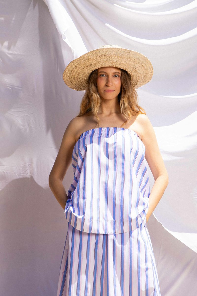 Ensemble bustier & pantalon popeline rayures — photo 2