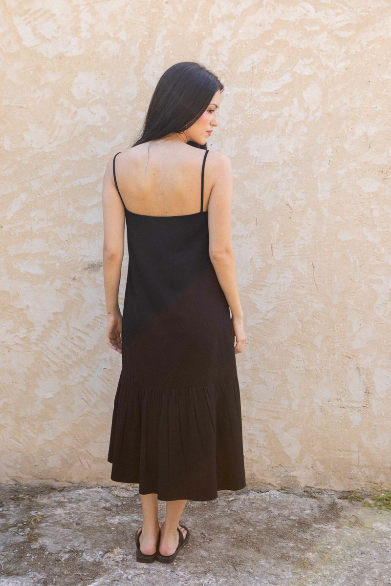 Robe bretelles trapeze viscose col V — photo 5