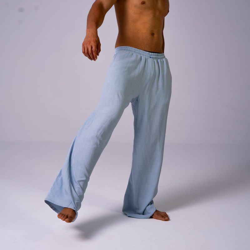 Large Linen Pants Light Blue — photo 2