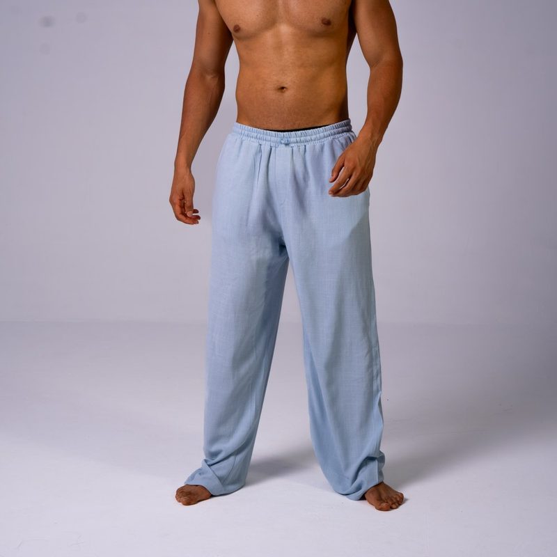 Large Linen Pants Light Blue — photo 3
