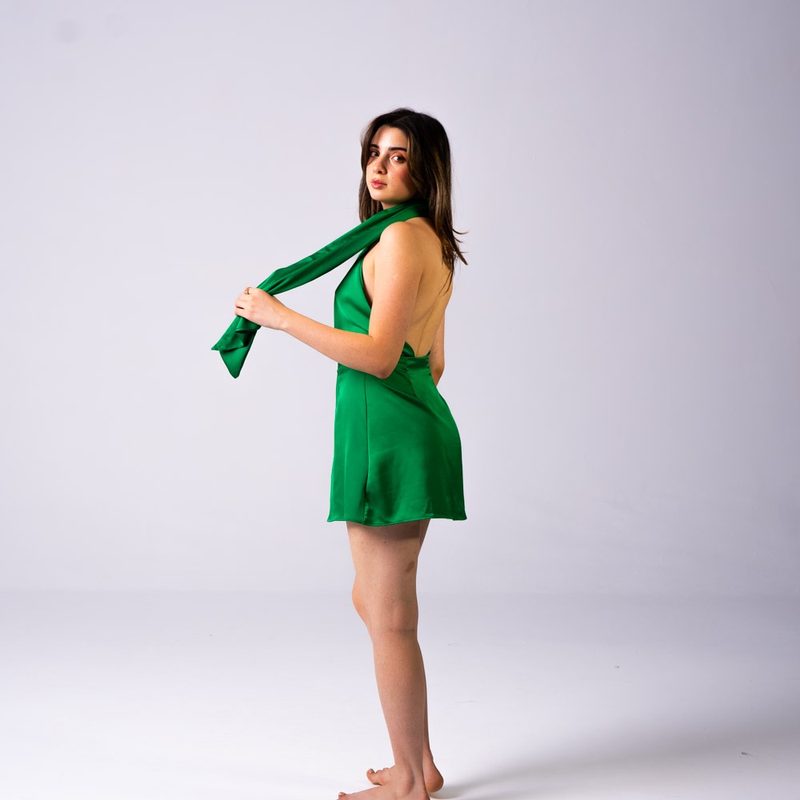 Eos Mini Dress Satin Green — photo 5
