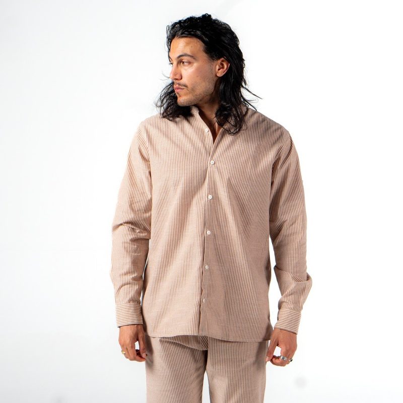 Linen Shirt Brown Stripes — photo 3