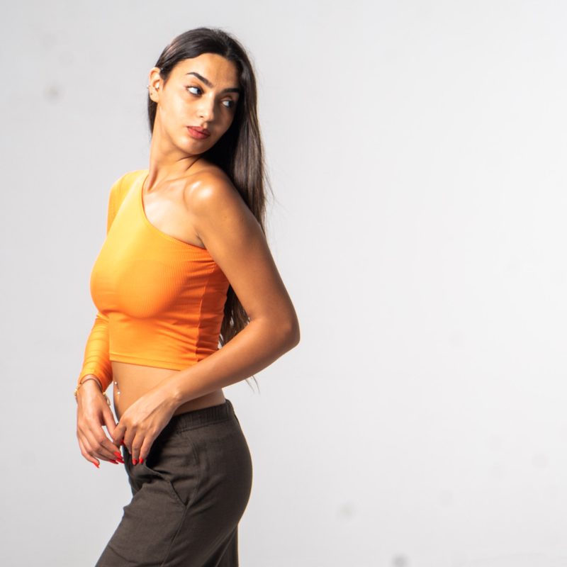 Asymetric Long Sleeve Top Orange — photo 3