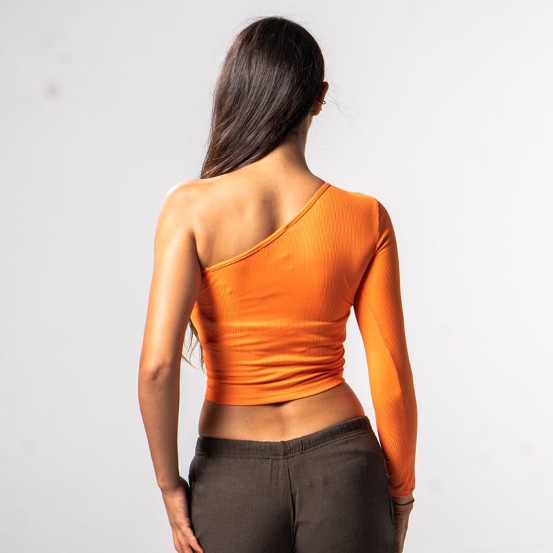 Asymetric Long Sleeve Top Orange — photo 4