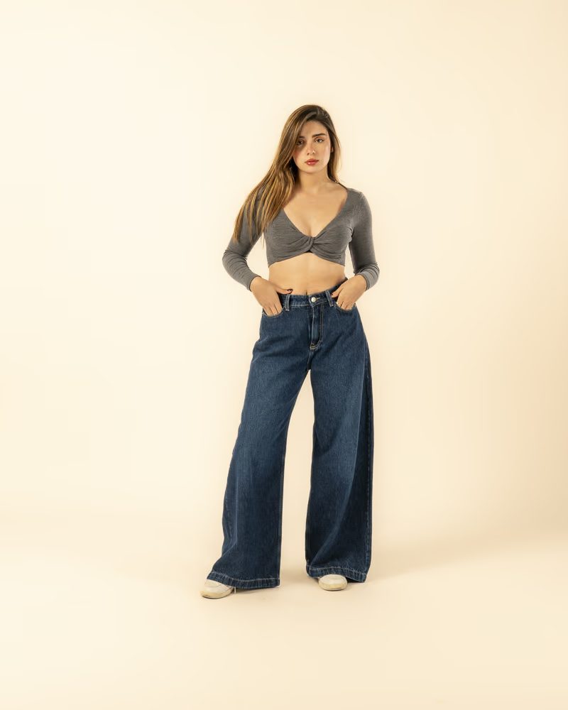 Cropped Long Sleeve Top Grey — photo 2