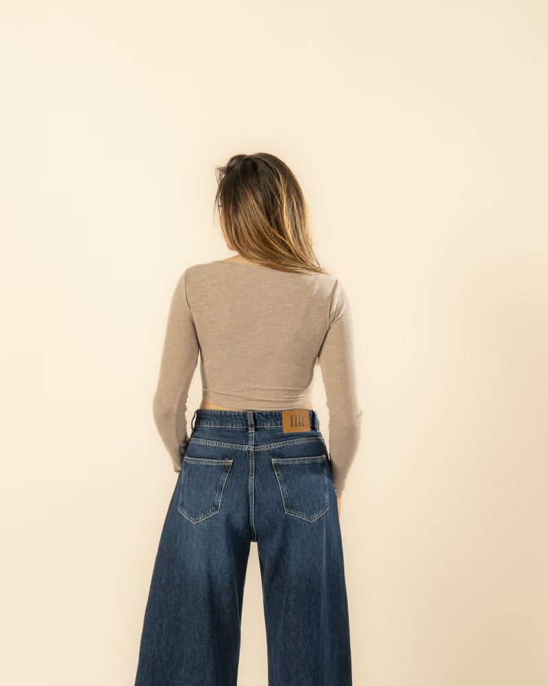 Cropped Long Sleeve Top Brown — photo 4