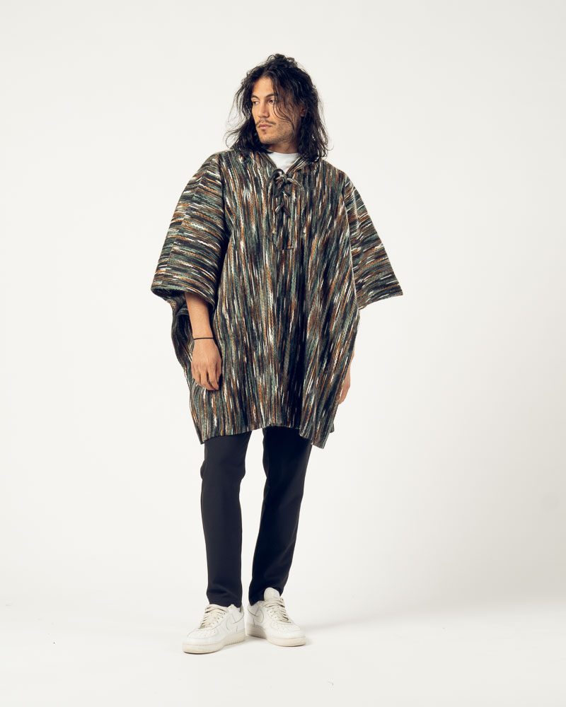 Ethnic Poncho Blue Wool — photo 2