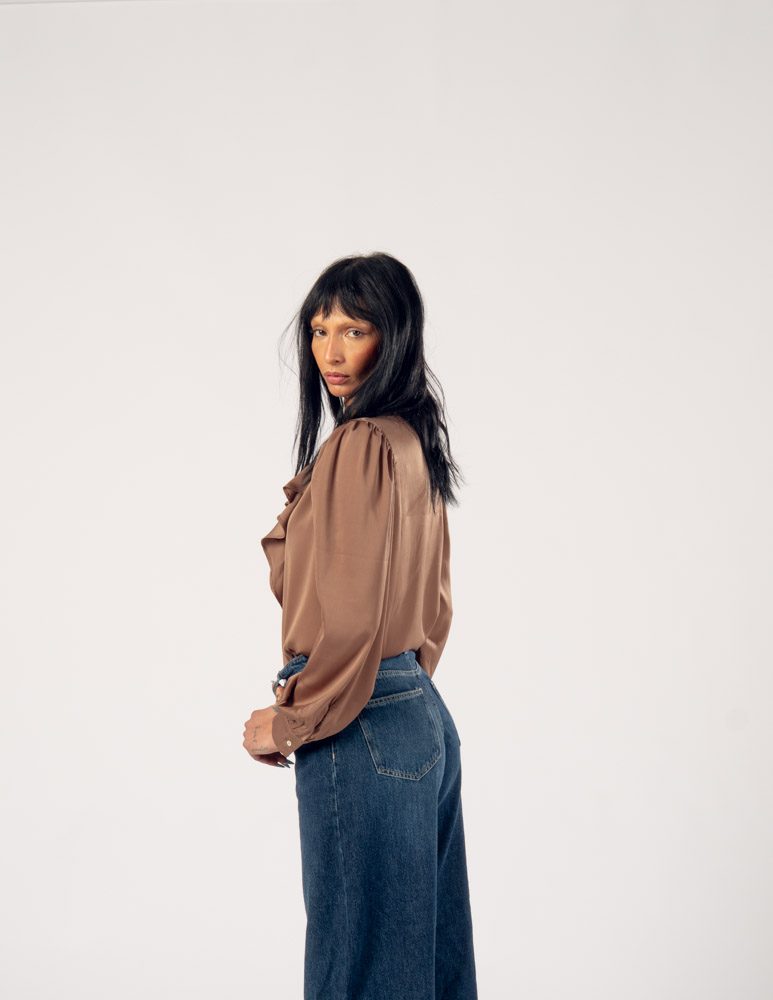 Blossom Satin Shirt Brown — photo 6