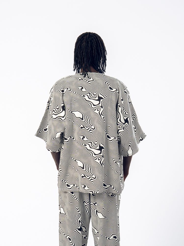 Psychedelic Short Linen Kimono Black — photo 4