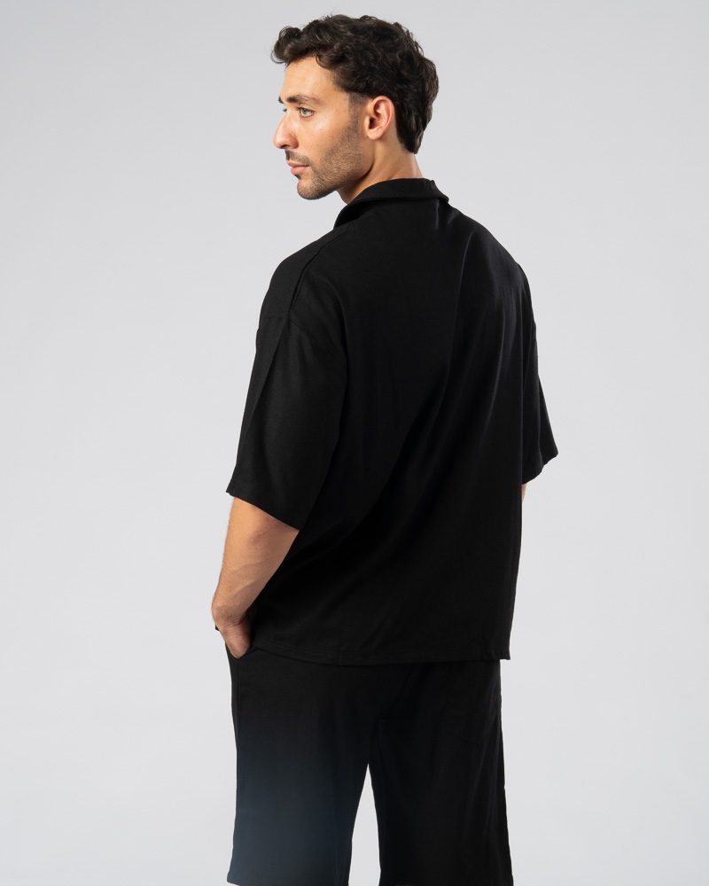 Large Linen Polo Black — photo 4