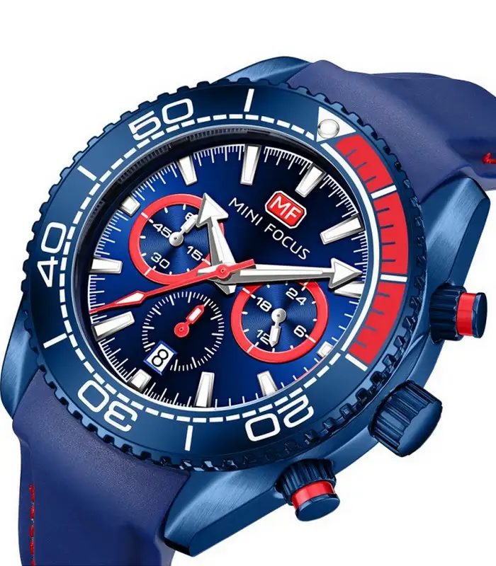 Montre Homme Mini Focus Chronograph MF0426G0 Bleu et Rouge — photo 2