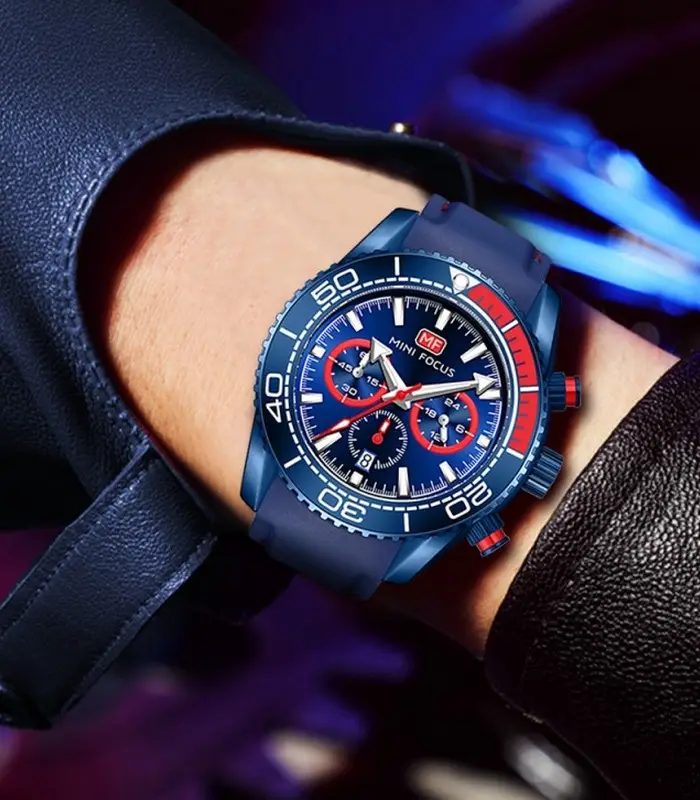 Montre Homme Mini Focus Chronograph MF0426G0 Bleu et Rouge — photo 3