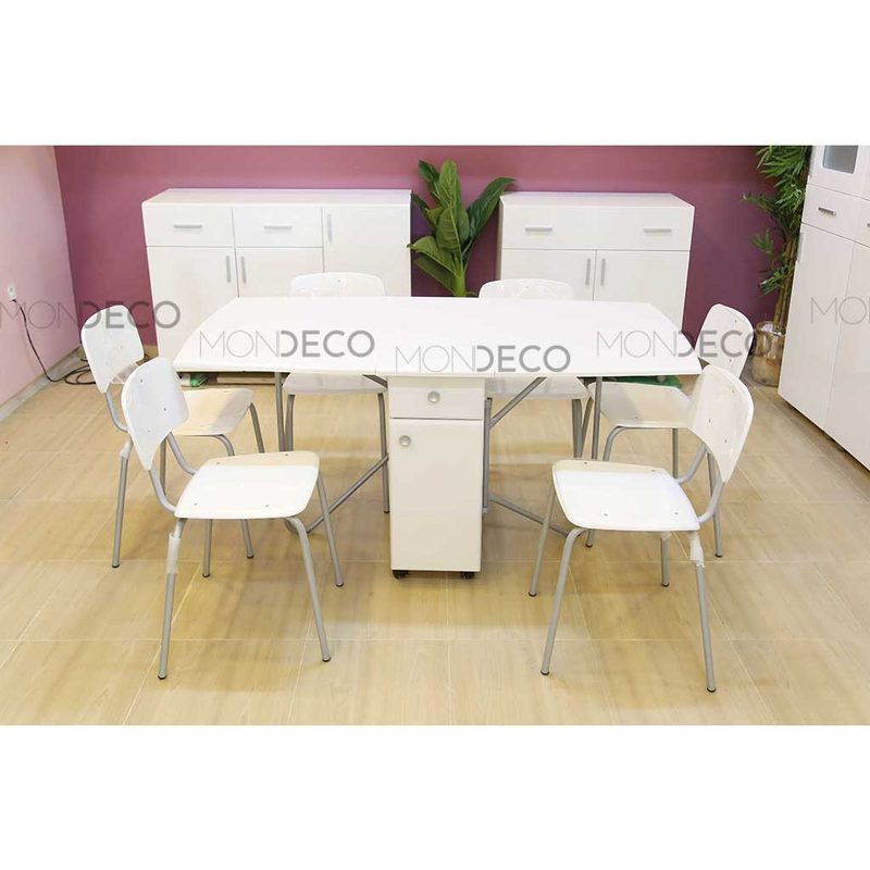 Table à manger Pliante avec Tiroir et 6 chaises — photo 3