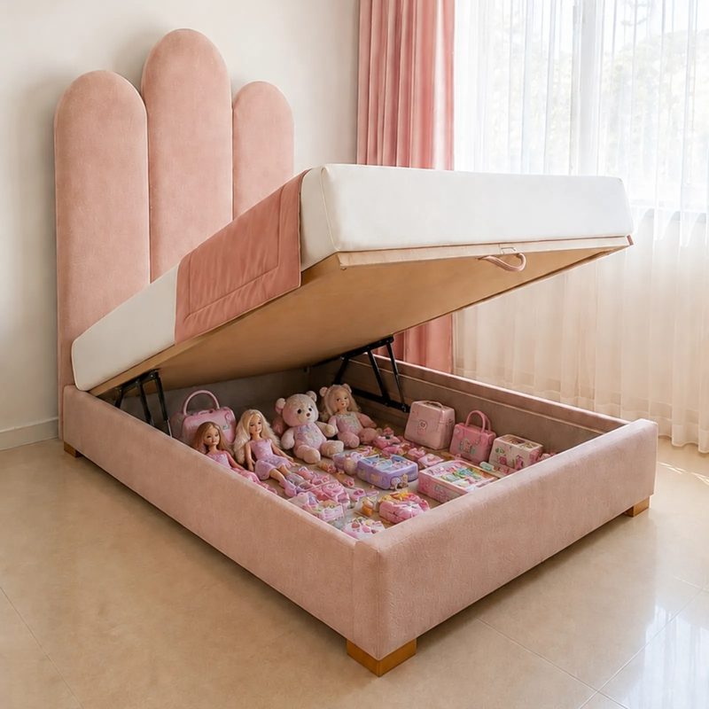 Lit Capitonné Twins Rose – Coffre avec Mécanisme — photo 2