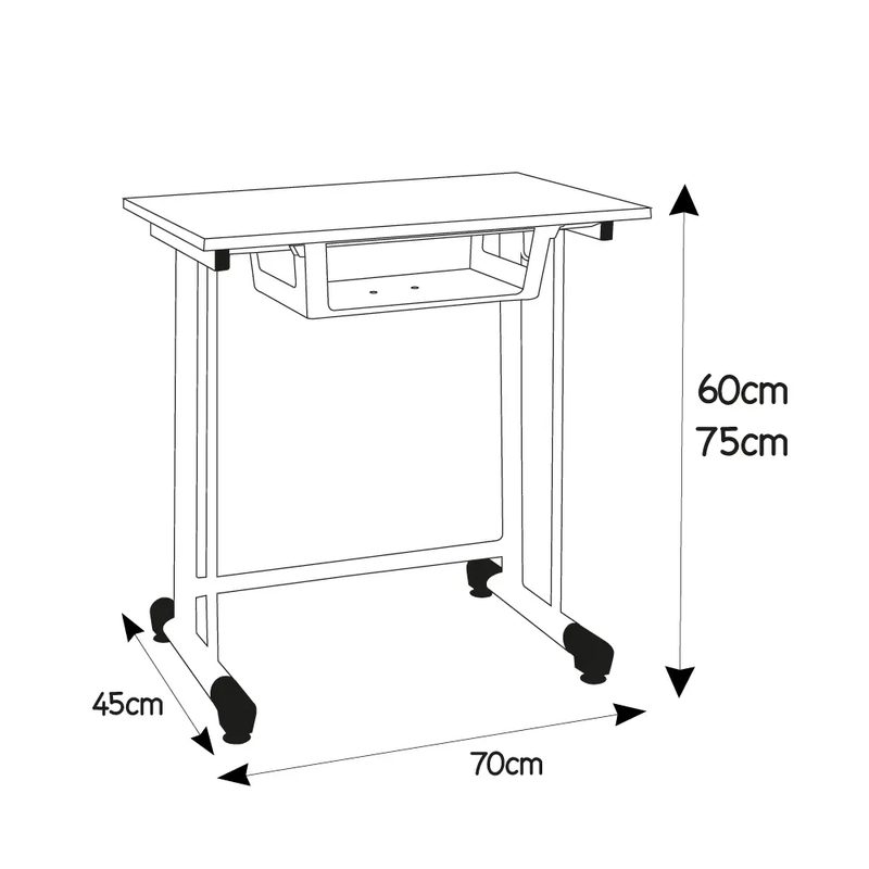 TABLE ECOLIER A DEGAGEMENT LATERAL MONOPLACE +RANGEMENT PLASTIQUE — photo 2