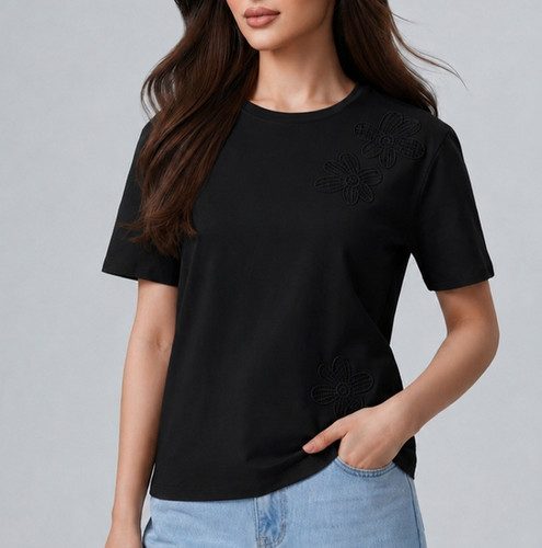T Shirt Fleure Noir — photo 2