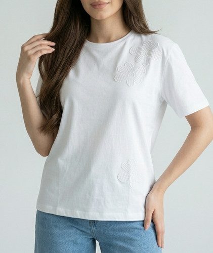 T Shirt Fleure Blanc — photo 2