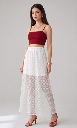 Jupe Short Blanche En Dentelle — photo 2