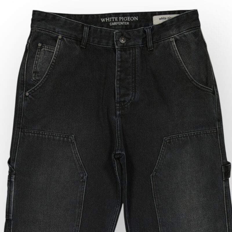 PANTALON CARPENTER EN DENIM NOIR 100% COTON — photo 2
