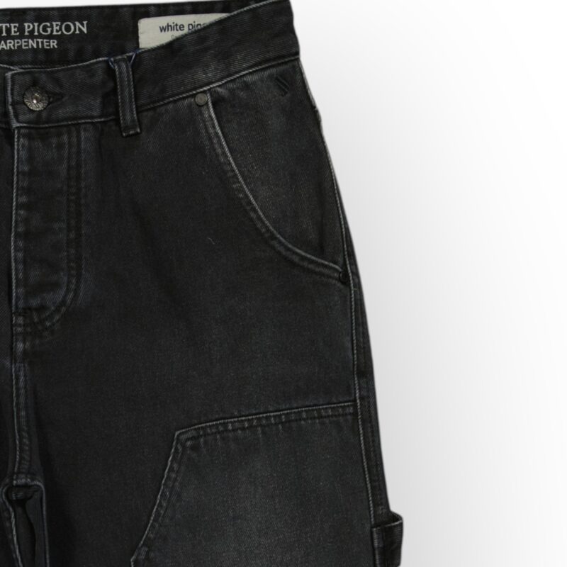PANTALON CARPENTER EN DENIM NOIR 100% COTON — photo 4