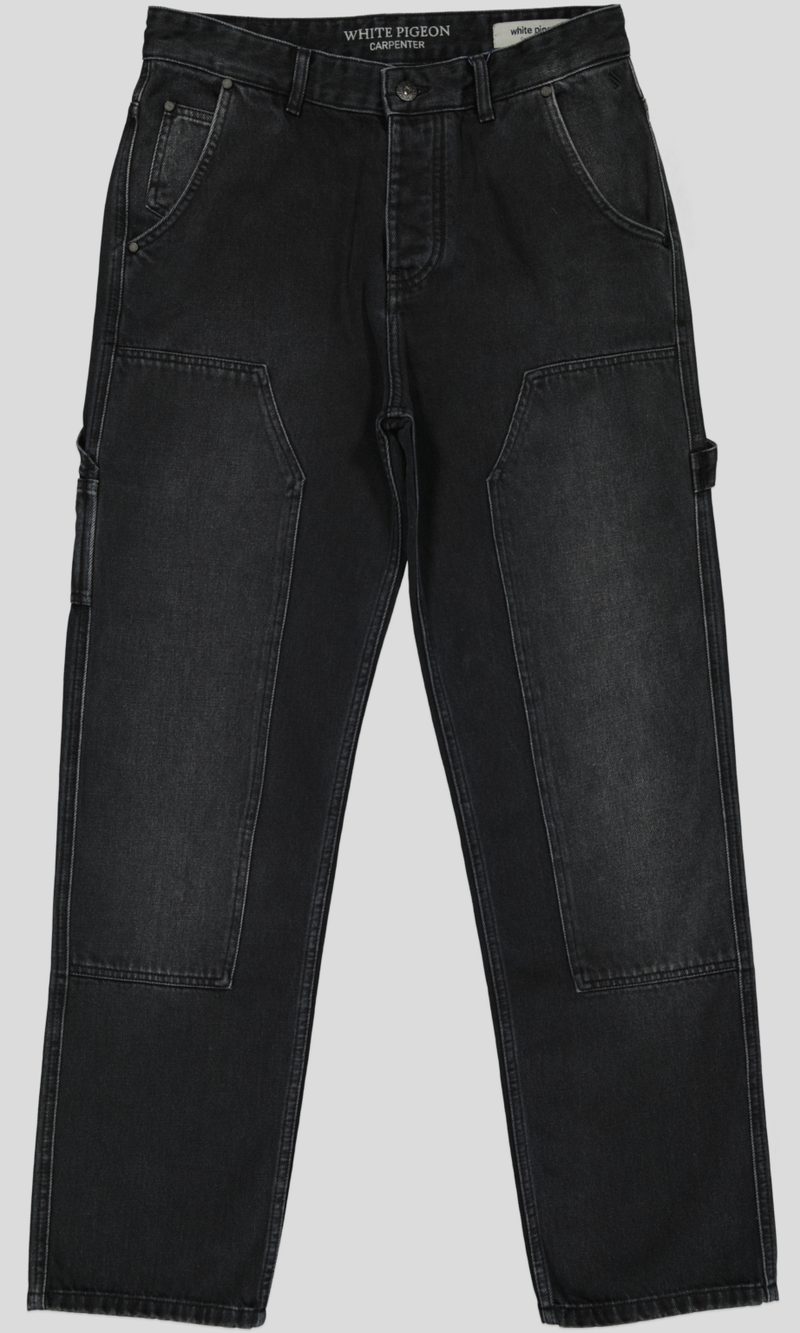 PANTALON CARPENTER EN DENIM NOIR 100% COTON — photo 5