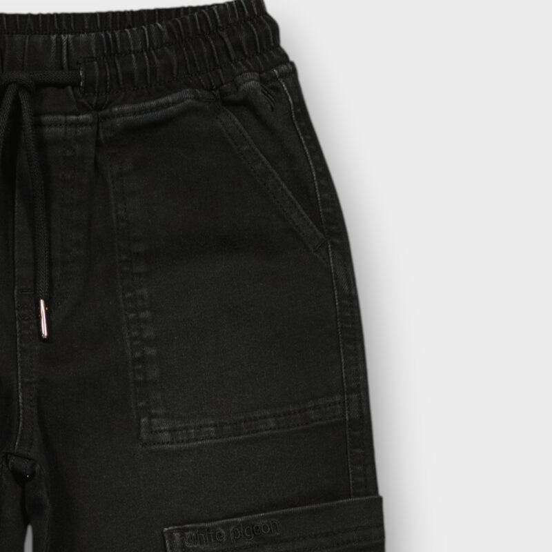 PANTALON CARGO CEINTURE ELASTIQUE EN DENIM STRETCH — photo 4