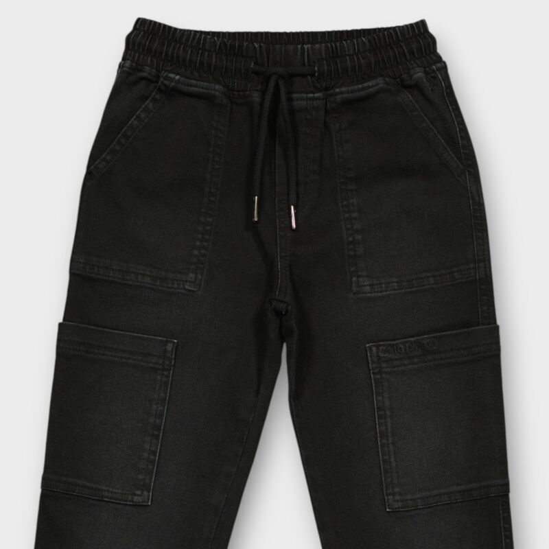 PANTALON CARGO CEINTURE ELASTIQUE EN DENIM STRETCH — photo 7